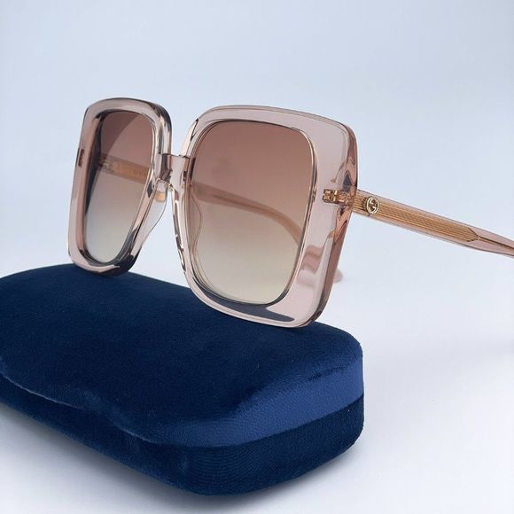 NEW Gucci GG1314S 005 Transparent Brown Mirrored Oversize Square Women Sunglasse main image 8